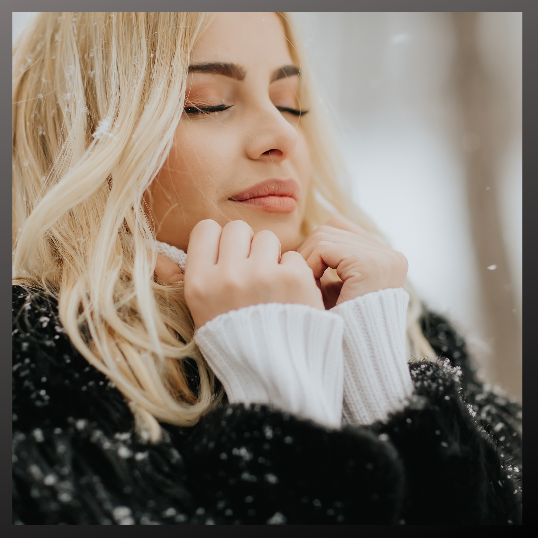 Woman confident in her choice of winter skincare essentials