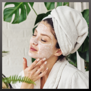 Woman applying cream in a detox routine